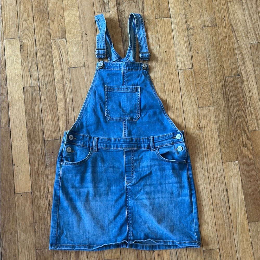 Blue Denim Overalls with Adjustable Straps and Bib Front